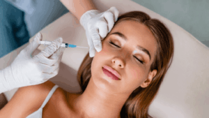 Woman receiving Botox injection at Juvea Aesthetics medi spa in Calgary